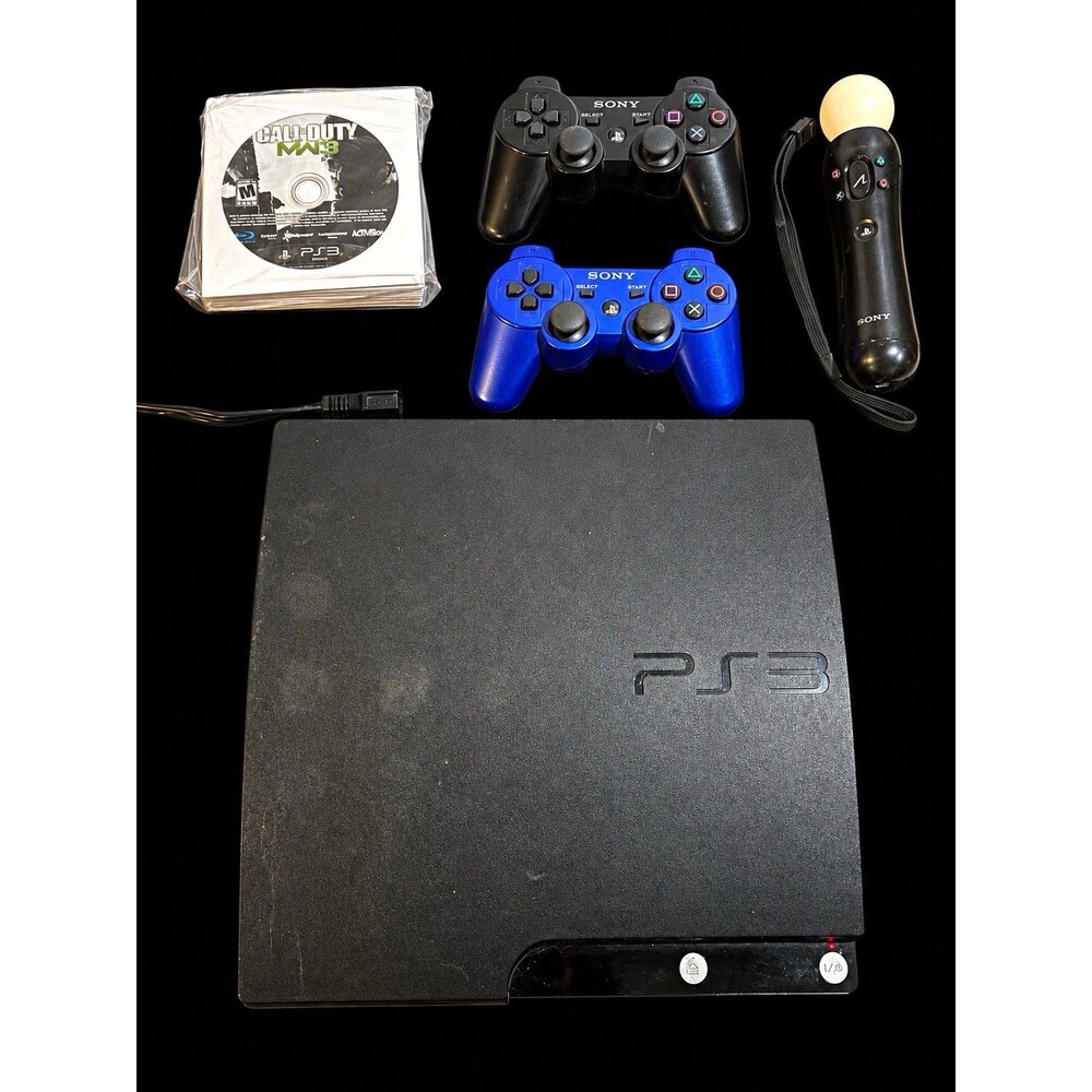 Sony PlayStation 3 CECH-2001A Console Bundle w/ 2 Controllers Move Games HDMI